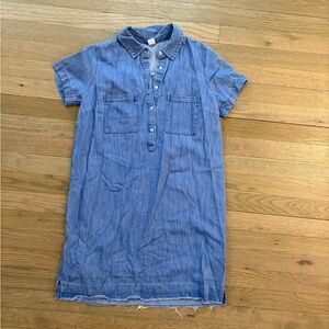 Chambray Short Sleeve Button-Front Shirt Dress - Size Small